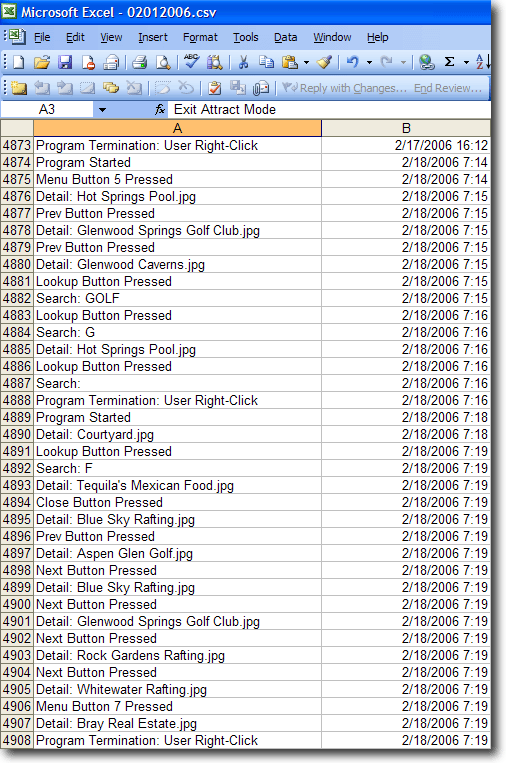 EZ Kiosk Daily Log File